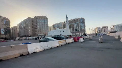 Ali Bin Abi Talib Mosque and Modern Architecture Stock Footage 344064163