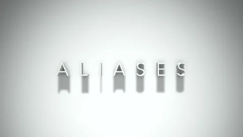 Aliases 3D title animation with shadows on a white background Stock Footage 297015598