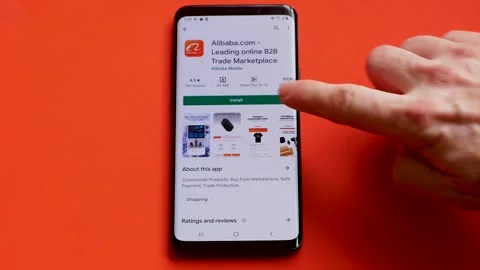 Alibaba mobile application is installed on a smartpho Stock Footage 151683604