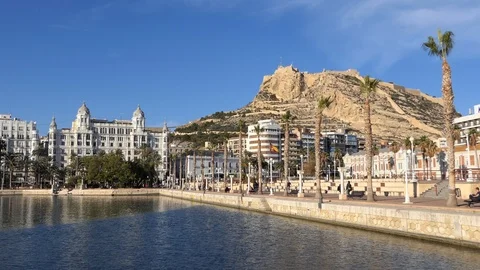 Alicante Edificio Carbonell building Santa Barbara castle Explanada de Espana Vidéo 102047552