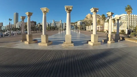 Alicante Edificio Carbonell building Santa Barbara castle Explanada de Espana Vidéo 102047624