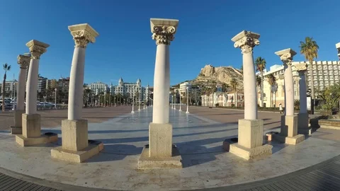 Alicante Edificio Carbonell building Santa Barbara castle Explanada de Espana Vidéo 102047642