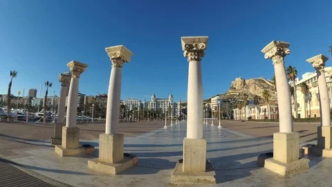 Alicante Edificio Carbonell building Santa Barbara castle Explanada de Espana Vidéo 102047756
