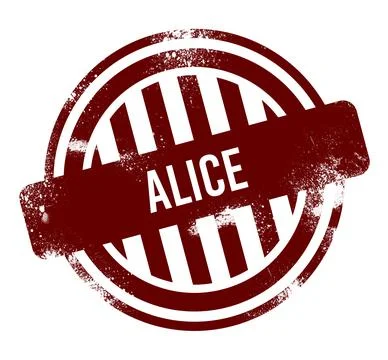 Alice - red round grunge button, stamp 写真素材