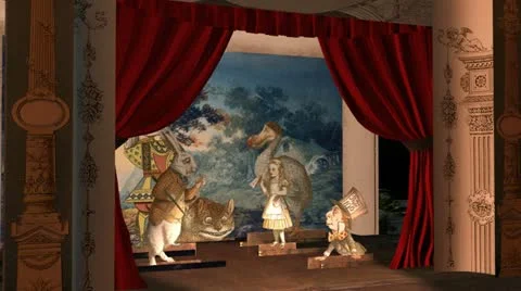 Alice in Wonderland Paper Doll Theater (Version #1) Stock Footage