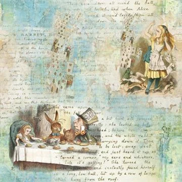 Alice in Wonderland seamless pattern Stock Illustration