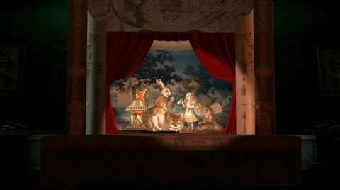 Alice in Wonderland Victorian Theater Animation (Version #2) Stock Footage