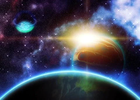 Alien 3d Planet in Space Ilustração Stock