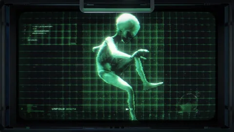 Alien 3D Sci Fi Digital Screen 04 Video stock 293593035