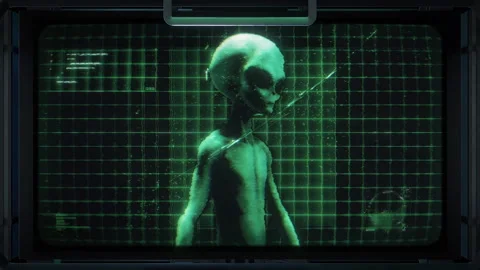 Alien 3D Sci Fi Digital Screen 02 Stock Footage 293594440