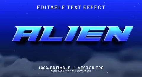 Alien 3d vector text effect with modern style design Stock Illustration