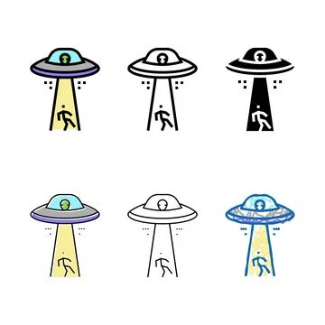 Alien abduction color types icon vector Stock Illustration