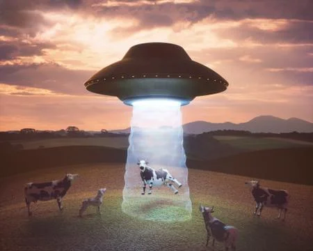 Alien Abduction On The Farm Stock Illustration