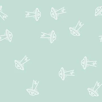 Alien abduction line seamless pattern Illustrazione stock