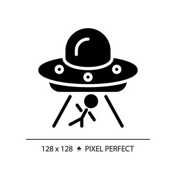 Alien abduction pixel perfect black glyph icon Stock Illustration