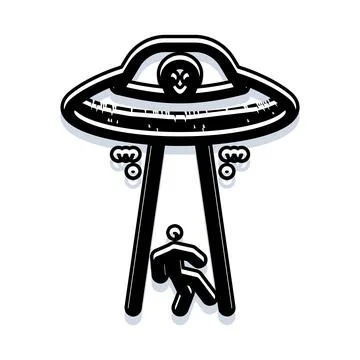 Alien abduction theme with flying saucer icon Stock Illustration