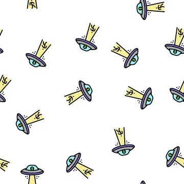 Alien abduction vector seamless pattern 스톡 일러스트