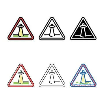 Alien abduction warning color clean icon vector Stock Illustration