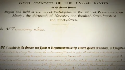 Alien Act Historical Old Paper Handwritten Document Trucking Shot 2 Stock Footage 339283591