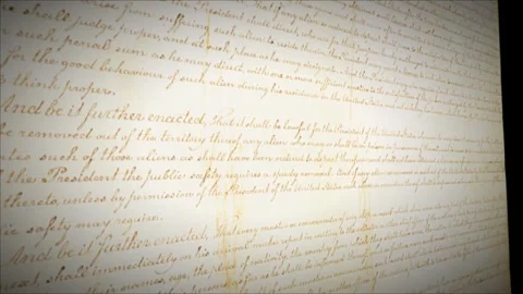 Alien Act Historical Old Paper Handwritten Congress Document 3 Stock Footage 339289088