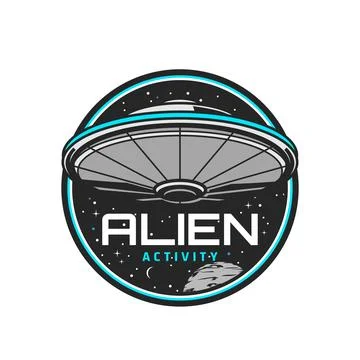Alien activity icon, space UFO paranormal zone Stock Illustration