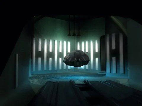 Alien Aircraft Flies Out of Mother Ship Stock Footage 98187341