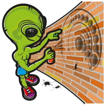 Alien and crop circle Stock Illustration