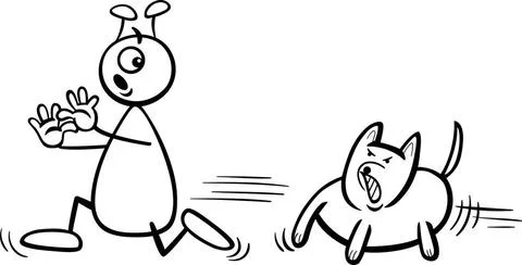 Alien and dog cartoon coloring page Black and White Cartoon Illustration o... Stock Photos