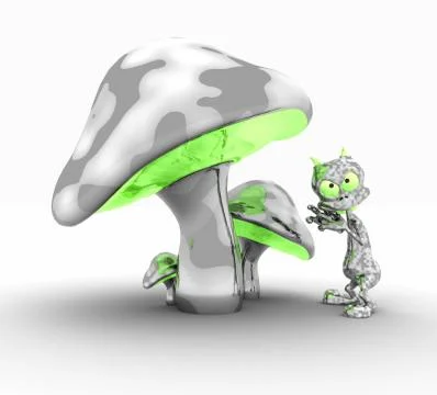 Alien and mushrooms Stock-Illustration