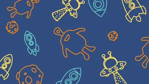 Alien and space adventure background Stock Illustration