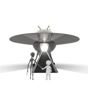 Alien and a ufo Stock Illustration