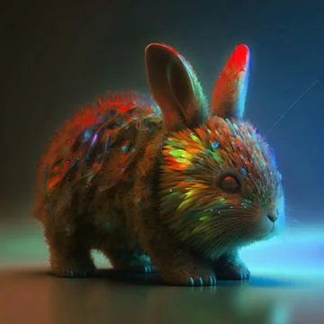 Alien animal background with fluffy rabbit Stock Illustration