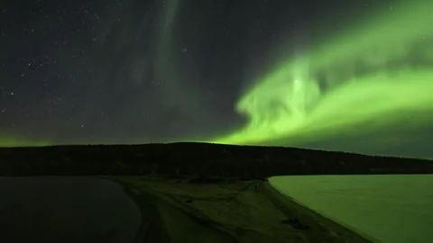 Alien aurora over the peninsula Stock Footage 250294253