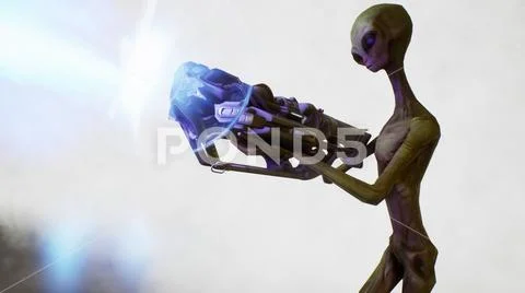 Alien on the background of thick smoke. Dramatic super realistic concept. 3D Stock Illustration