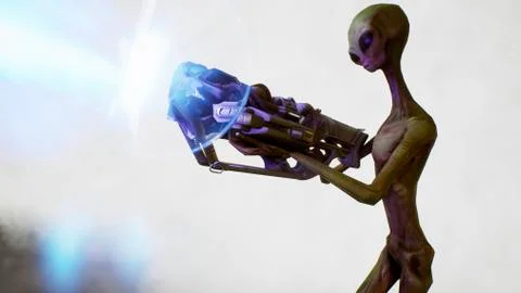 Alien on the background of thick smoke. Dramatic super realistic concept. 3D Stock Illustration