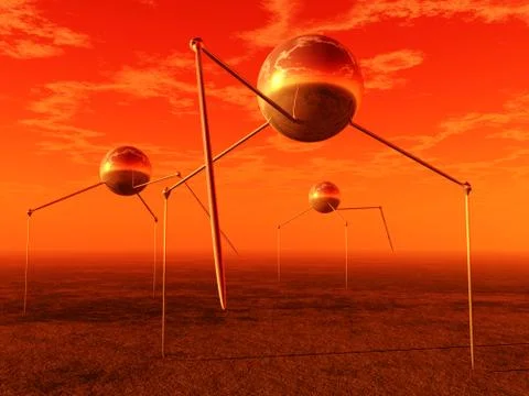 Alien Ball Tripods Stock Illustration