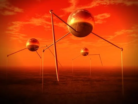 Alien Ball Tripods Stock Illustration