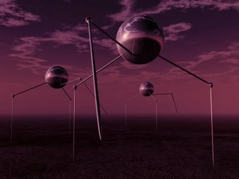 Alien Ball Tripods Stock Illustration