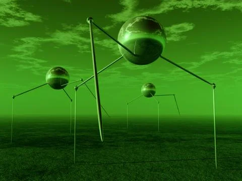 Alien Ball Tripods Stock Illustration