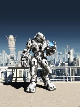 Alien Battle Droid - City Watch Stock Illustration