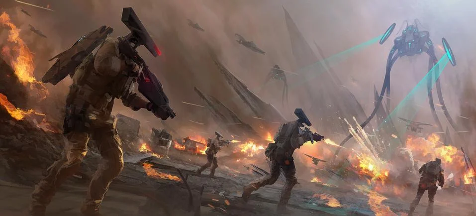 Alien Battle Field Illustration