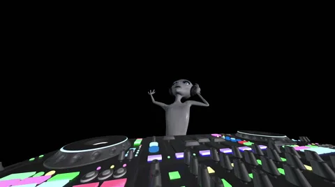 Alien behind the DJ's control panel, video camera moves 動画素材 61395179