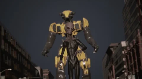 The alien behind him is the future mech Stock Footage 287213486