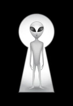 Alien behind the keyhole Illustrazione stock
