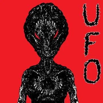 Alien with a big head. Vector illustration. Stock Illustration