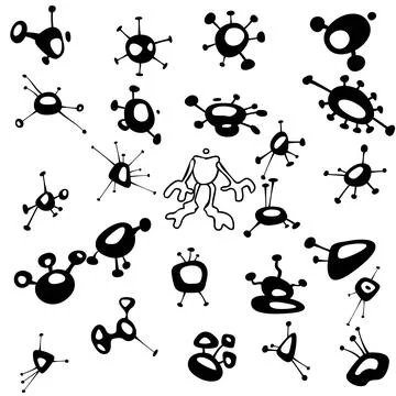 Alien black set Illustrazione stock