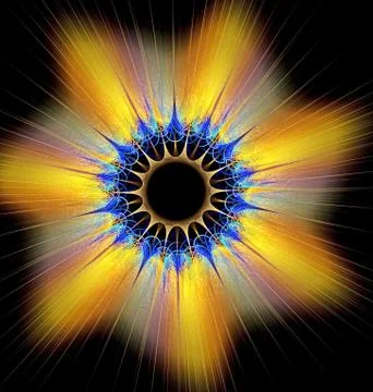 Alien black sun, abstract glowing image on a black background Illustrazione stock