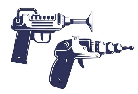 Alien blaster gun - space weapon in retro style Stock Illustration