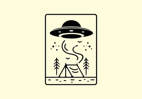 Alien camp area line art illustration Illustrazione stock