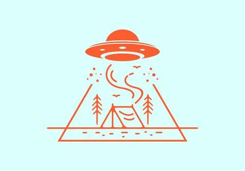 Alien camp area line art illustration イラスト素材